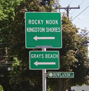 image of Rocky Nook-Kingston Shores, Gray's Beach sign